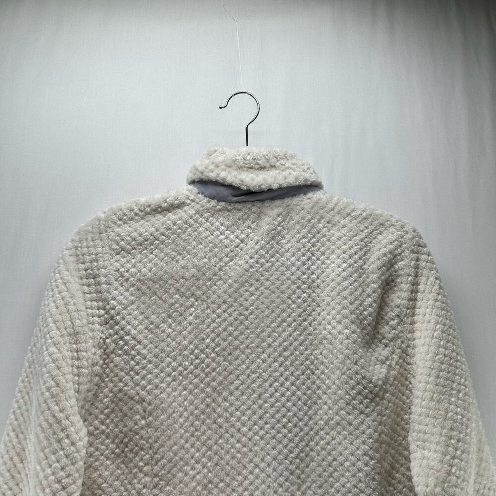 Eddie Bauer Sherpa Quilted Pullover Sweater Women M Snap Mock Neck Pockets Cream - Picture 5 of 11